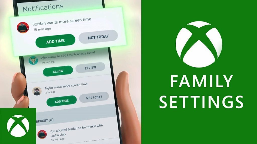 family controls on Xbox controlled from phone
