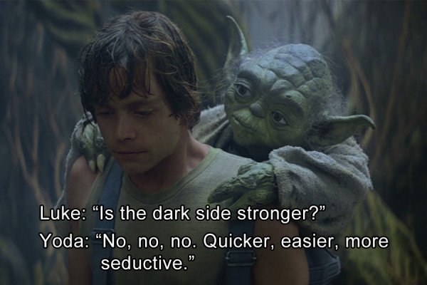 is the dark side more powerful Star Wars quote